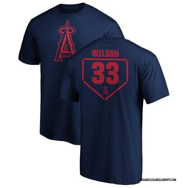 Men's Los Angeles Angels ＃33 C.J. Wilson Navy Branded RBI T-Shirt