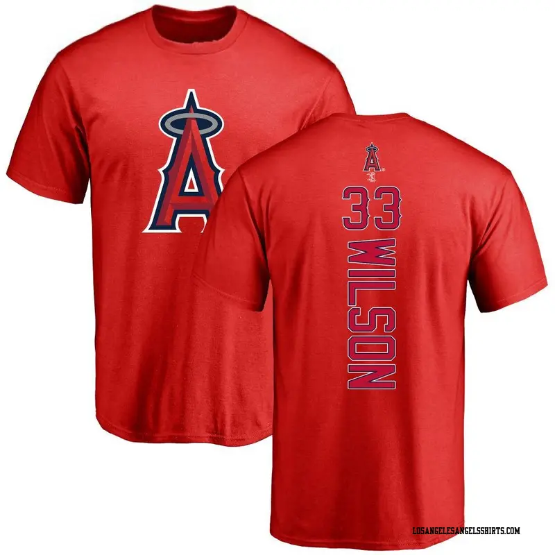 Men's Los Angeles Angels ＃33 C.J. Wilson Red Backer T-Shirt