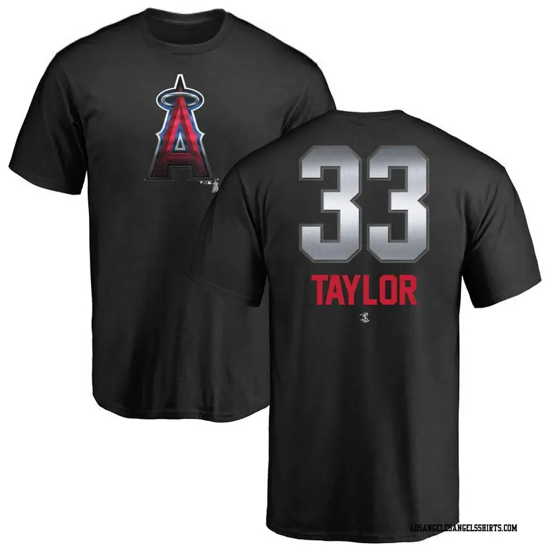 Men's Los Angeles Angels ＃33 Chris Taylor Black Midnight Mascot T-Shirt