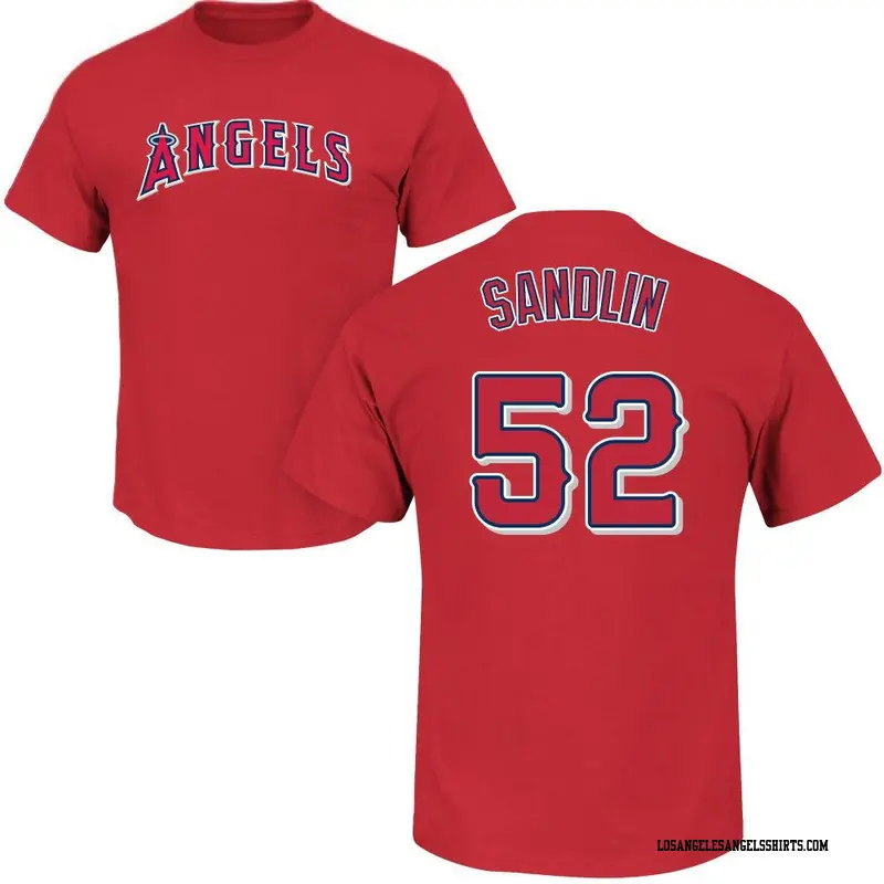 Men's Los Angeles Angels ＃52 Nick Sandlin Red Roster Name & Number T-Shirt