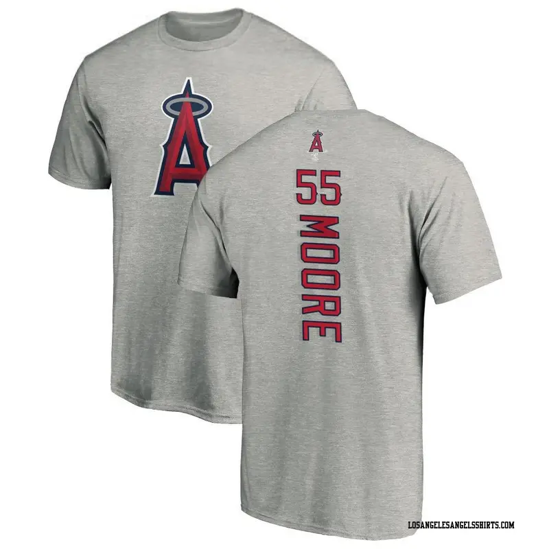 Men's Los Angeles Angels ＃55 Matt Moore Ash Backer T-Shirt