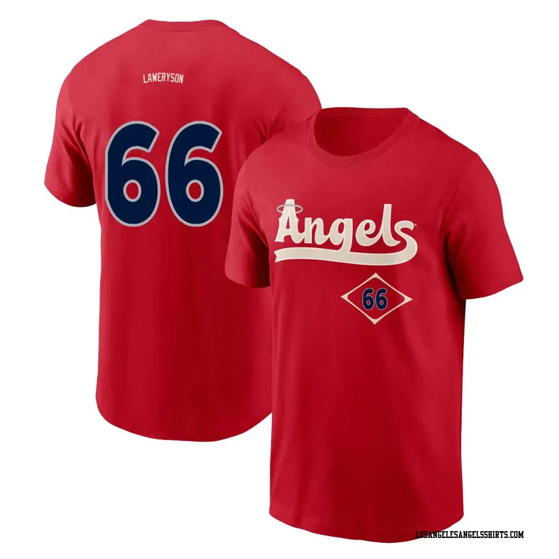 Men's Los Angeles Angels ＃66 Cody Laweryson Red 2022 City Connect Name & Number T-Shirt