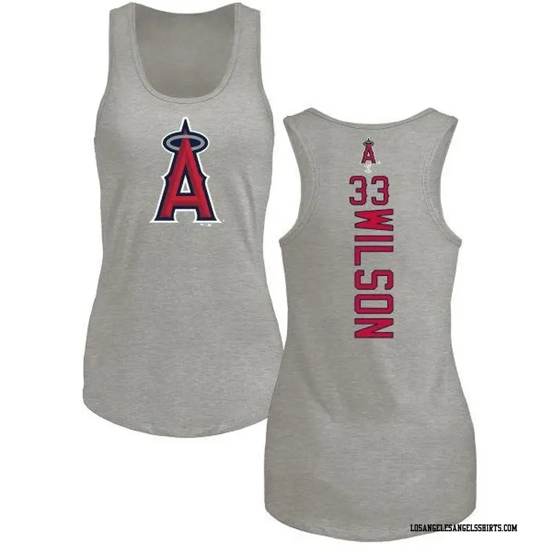 Women's Los Angeles Angels ＃33 C.J. Wilson Ash Branded Backer Tank Top