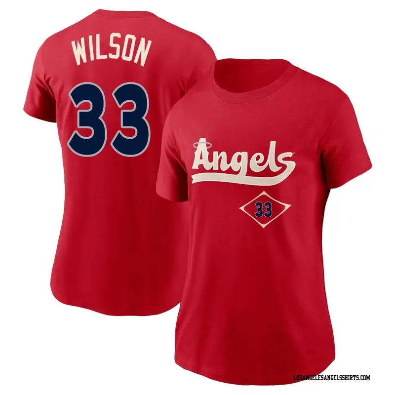 Women's Los Angeles Angels ＃33 C.J. Wilson Red 2022 City Connect Name & Number T-Shirt