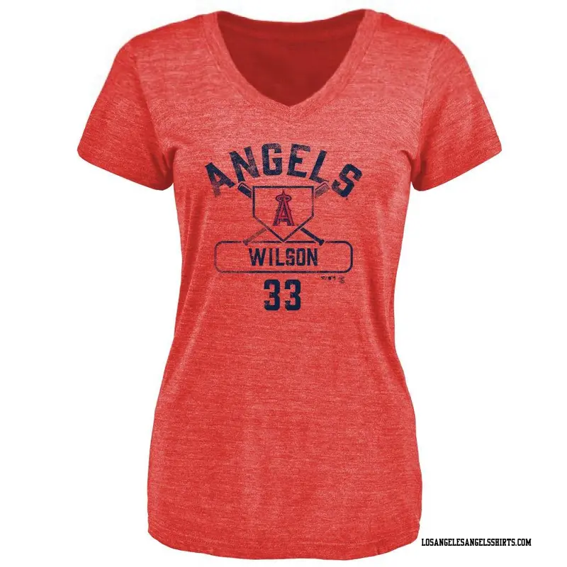Women's Los Angeles Angels ＃33 C.J. Wilson Red Base Runner T-Shirt