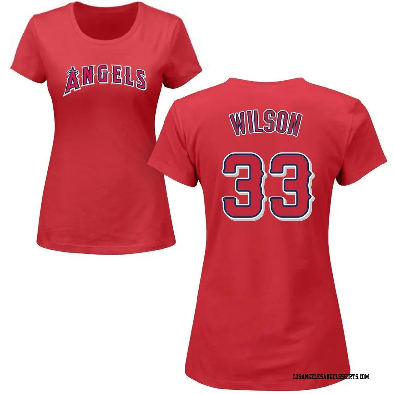 Women's Los Angeles Angels ＃33 C.J. Wilson Red Roster Name & Number T-Shirt