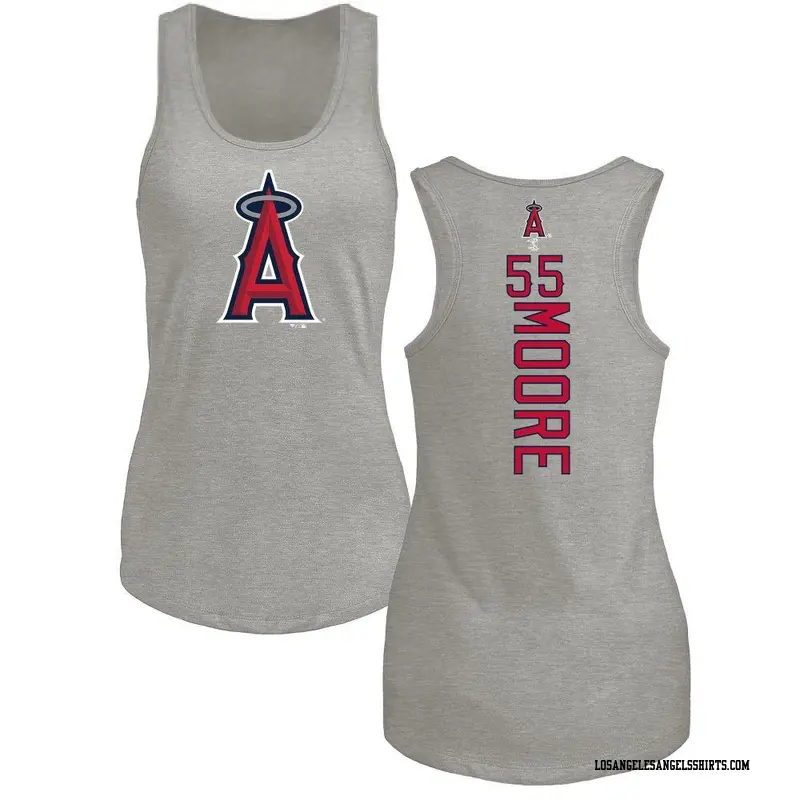 Women's Los Angeles Angels ＃55 Matt Moore Ash Backer Tank Top