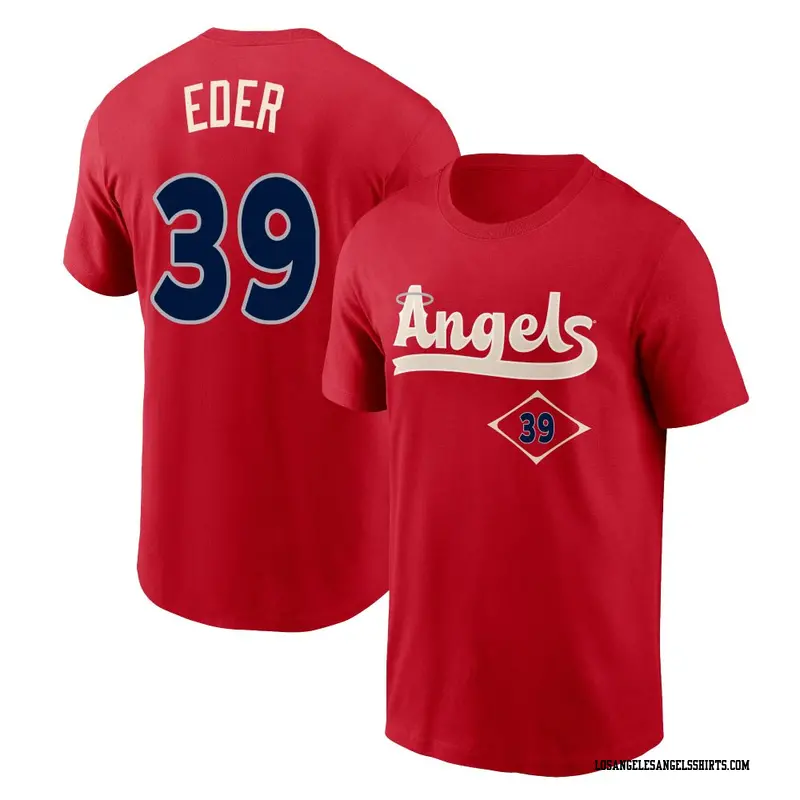 Youth Los Angeles Angels ＃39 Jake Eder Red 2022 City Connect Name & Number T-Shirt