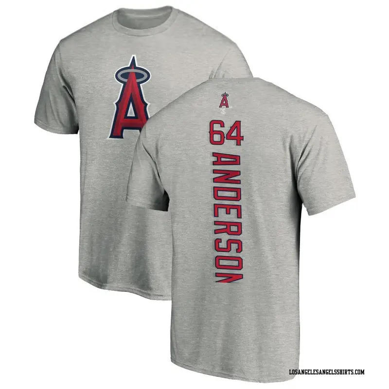 Youth Los Angeles Angels ＃64 Shaun Anderson Ash Backer T-Shirt