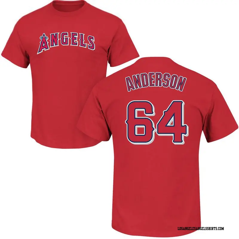 Youth Los Angeles Angels ＃64 Shaun Anderson Red Roster Name & Number T-Shirt