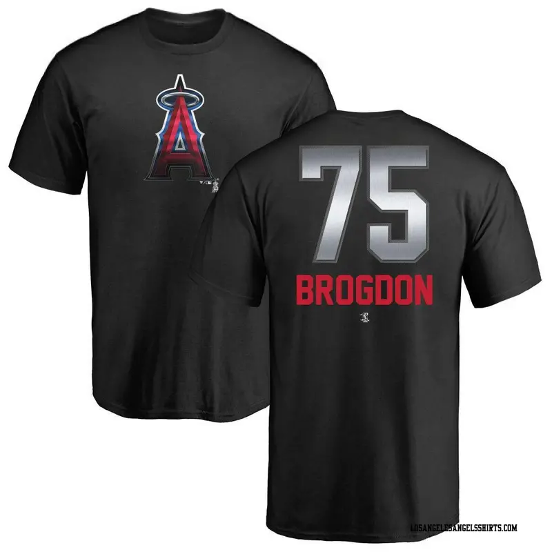 Youth Los Angeles Angels ＃75 Connor Brogdon Black Midnight Mascot T-Shirt